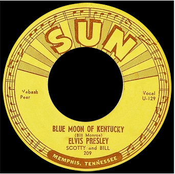 Disc label for Elvis Presley's release of "Blue Moon of Kentucky".