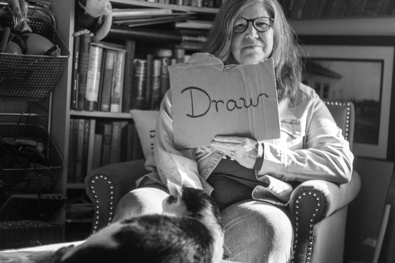 An example photo for this project: of a woman and the word 'Draw'