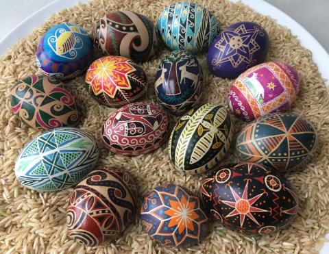 A few examples of beautiful traditional Pysanky eggs.