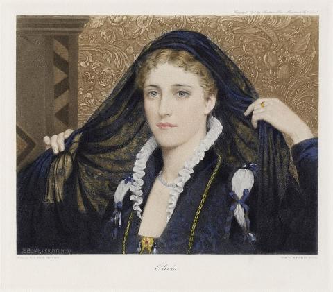 A painting of the character Olivia from Twelfth Night by Edmund Leighton.