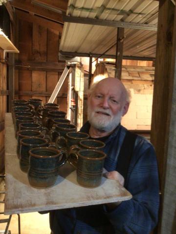 Image of one member of the pottery team, Ed Kaplan.