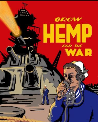 Vintage poster for growing hemp from World War II.