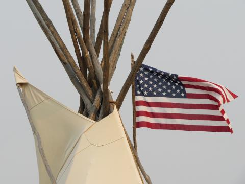 tipi and flag