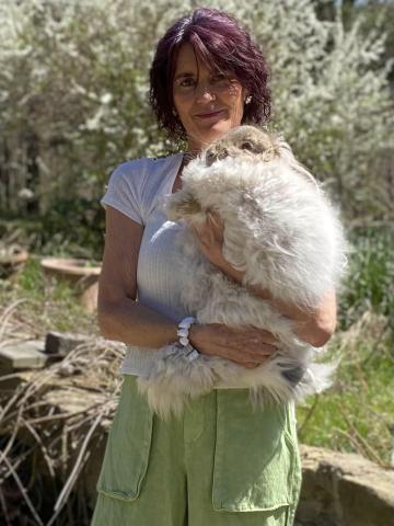 Lisa Moretti and her angora rabbit