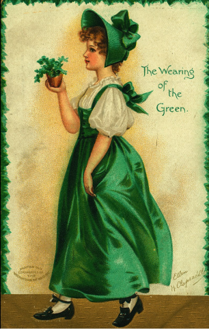 Archival image from greeting card celebrating St. Patrick's Day.