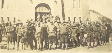 Group Photo of Ohio National Guard in Athens, early 20th century.