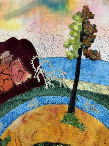 Fiber art piece, "The Walked Before", from the TASO/ChileQuilting.xlxs