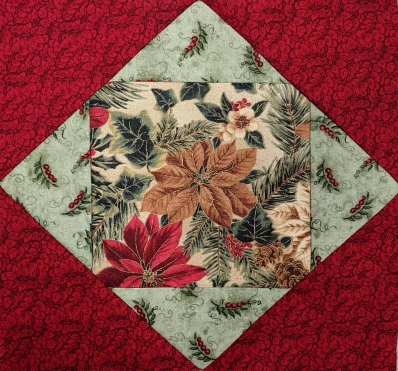 square in square Christmas Quilt Block