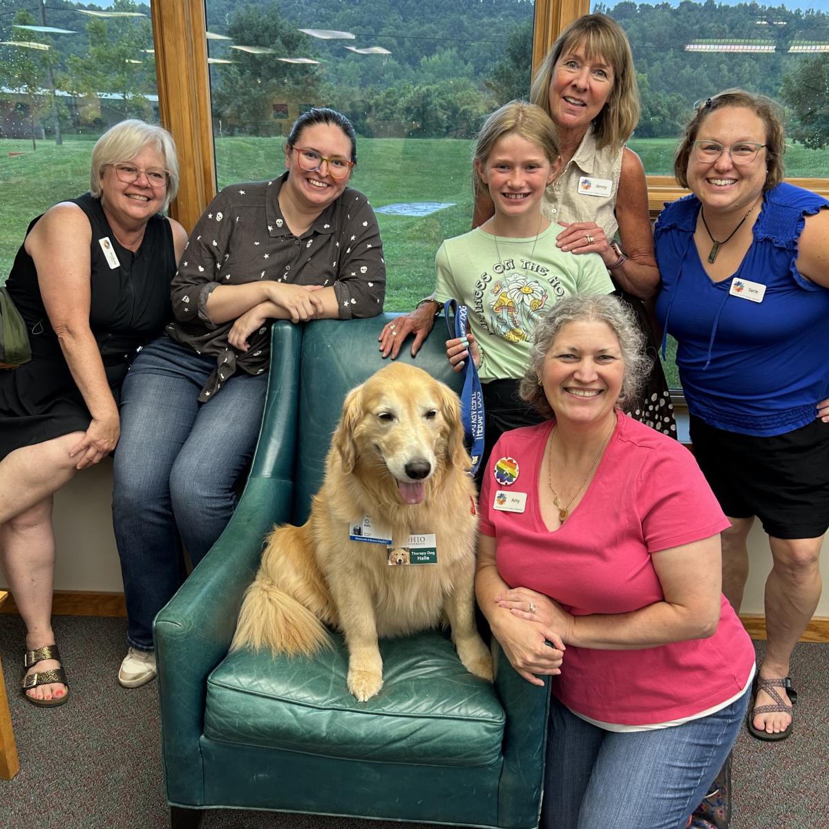 APL staff with Halle, the therapy dog.