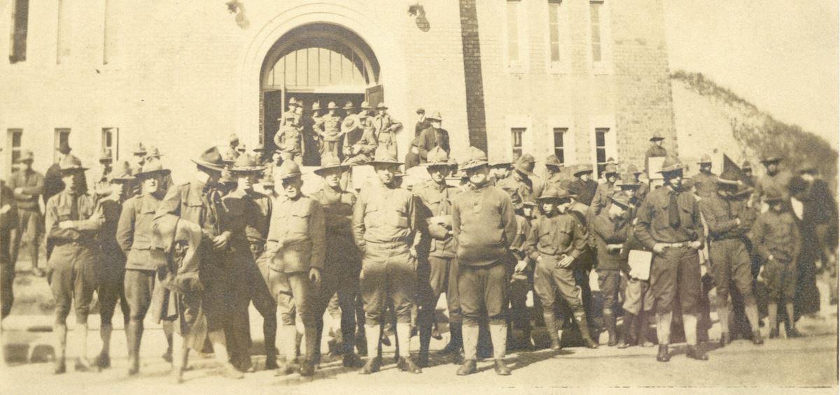 Group Photo of Ohio National Guard in Athens, early 20th century.